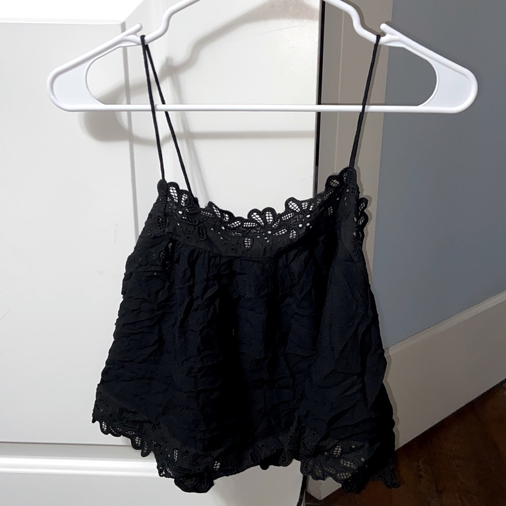 Black crop top with lace details